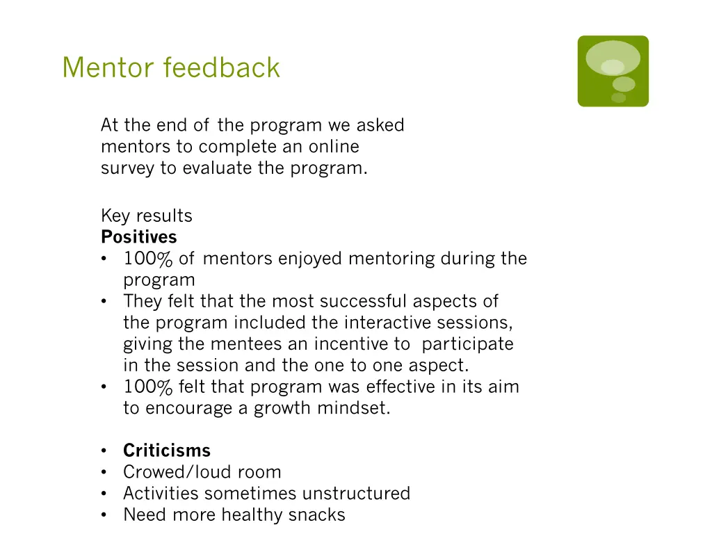 mentor feedback