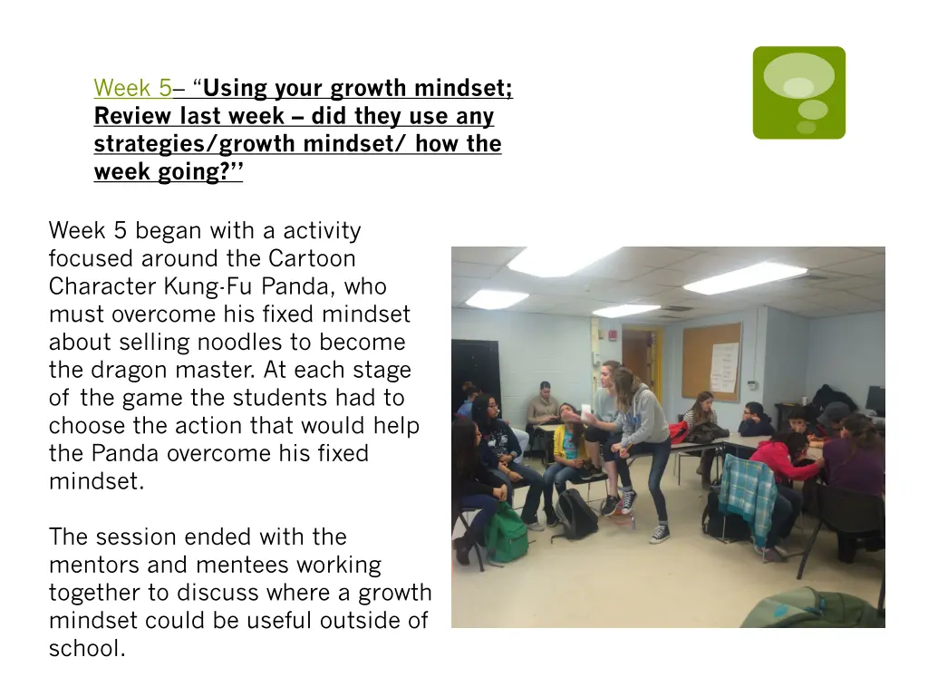 week 5 using your growth mindset review last week
