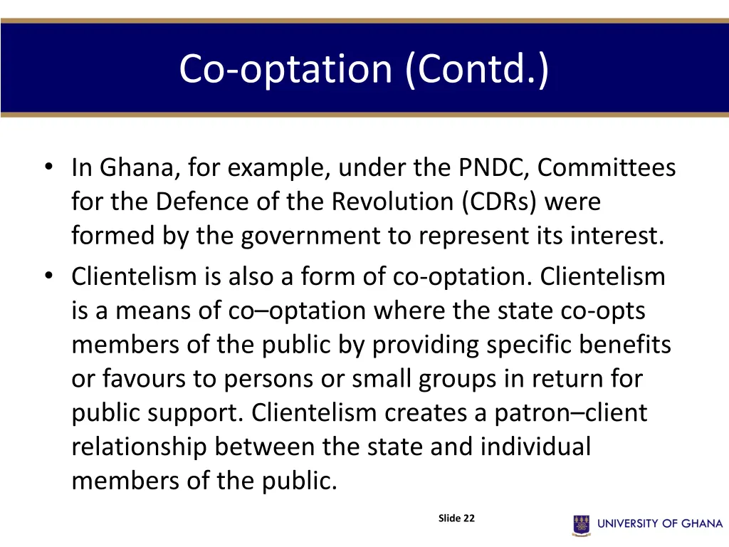 co optation contd