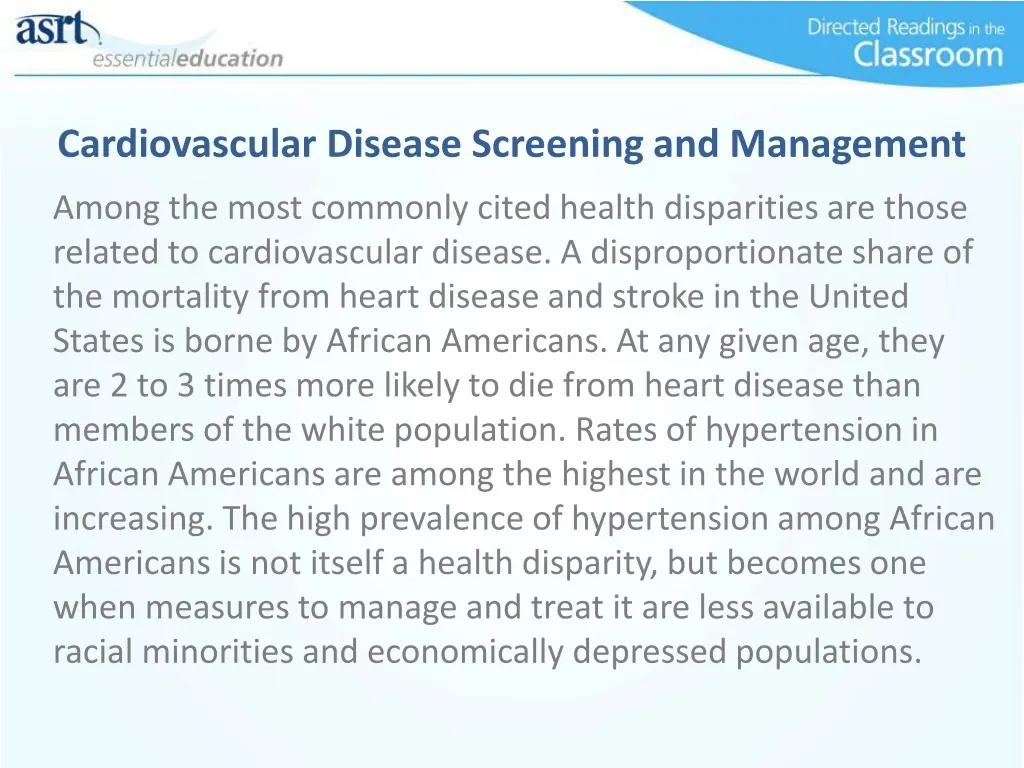 cardiovascular disease screening and management