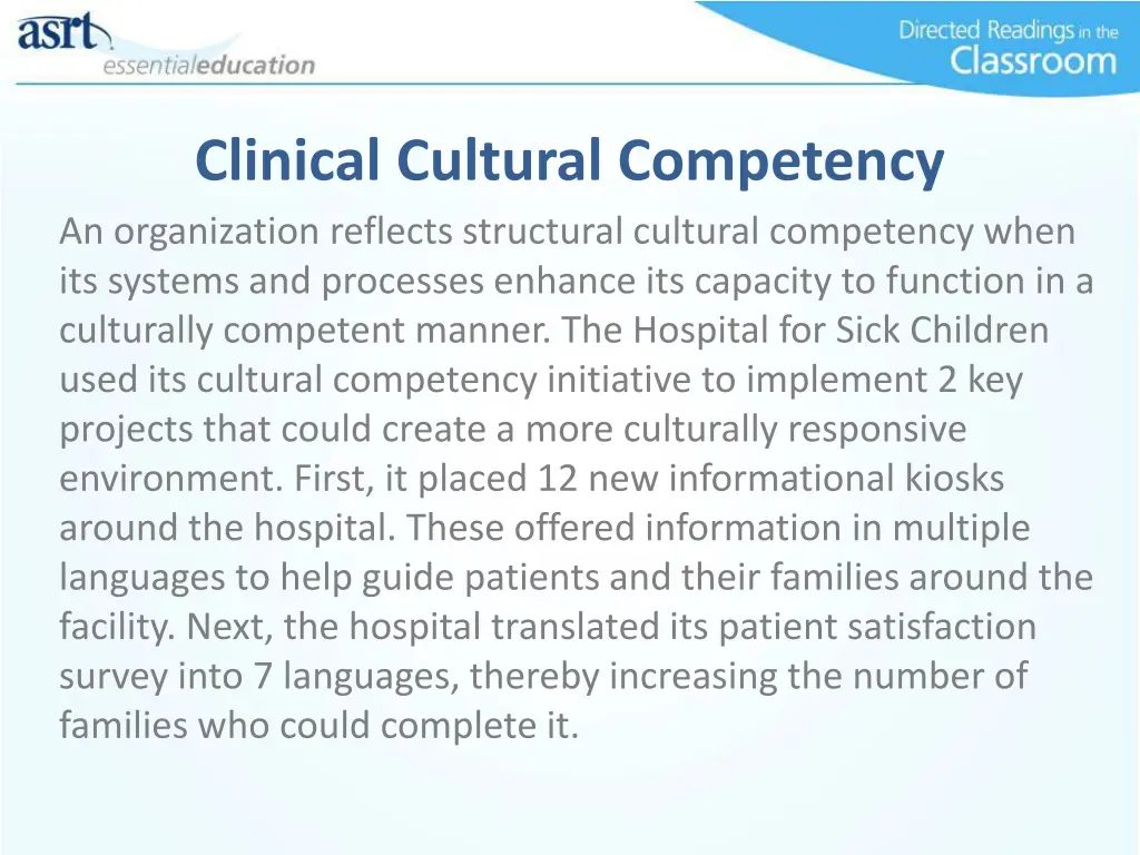 clinical cultural competency an organization