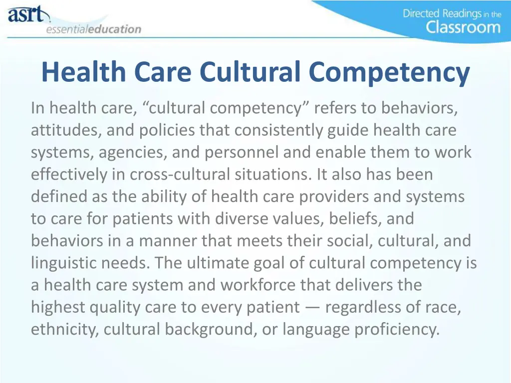 health care cultural competency
