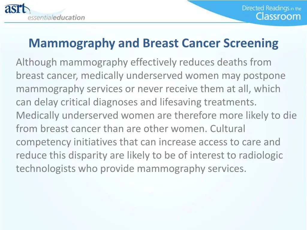 mammography and breast cancer screening