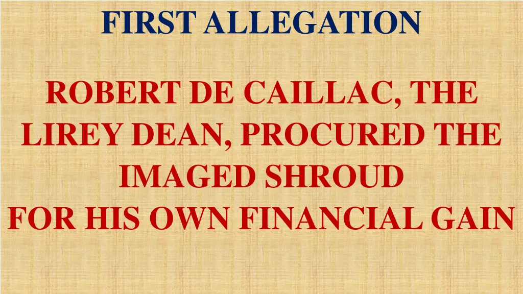 first allegation