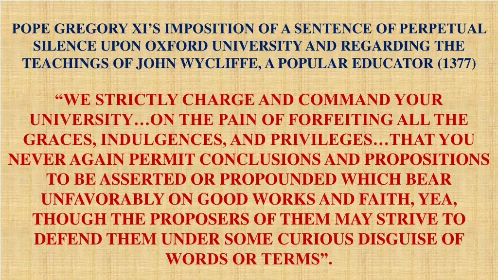 pope gregory xi s imposition of a sentence