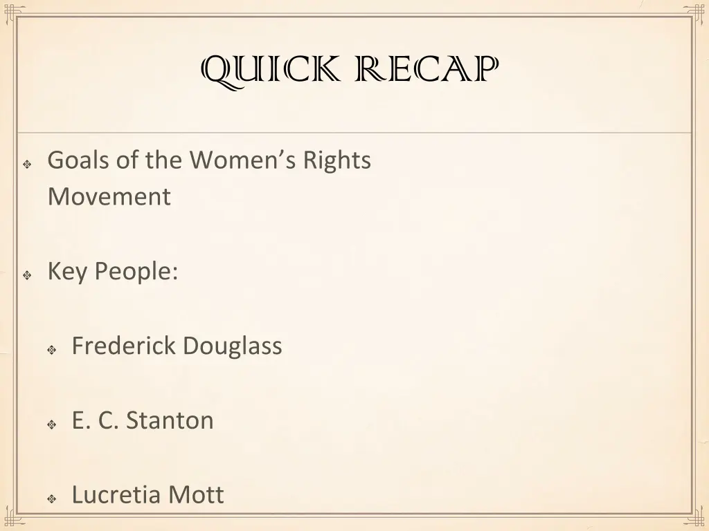 quick recap