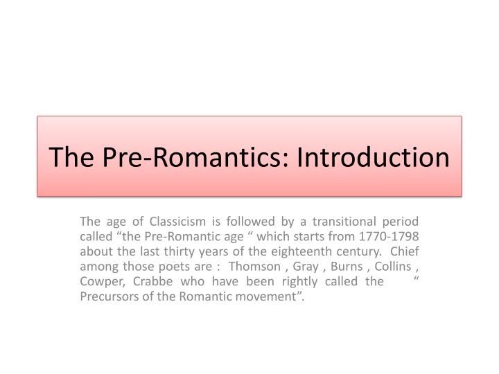 the pre romantics introduction