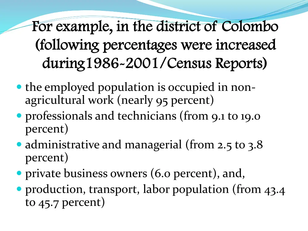 for example in the district of colombo