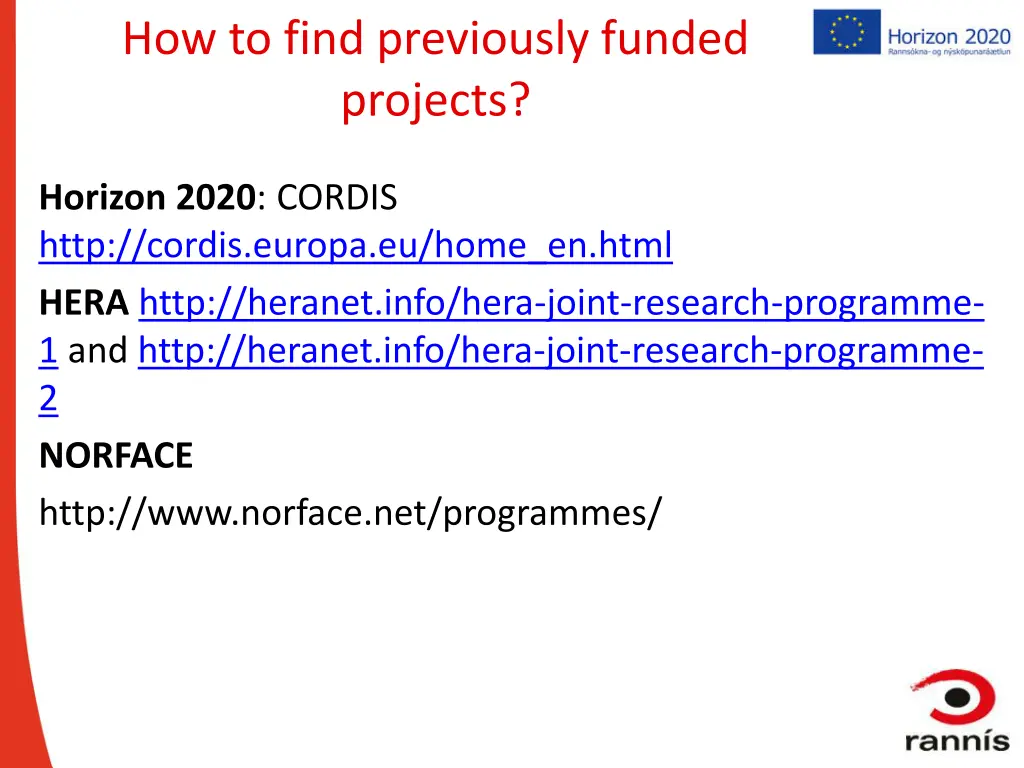 how to find previously funded projects