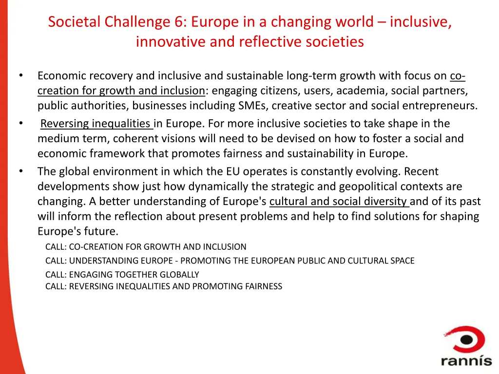 societal challenge 6 europe in a changing world