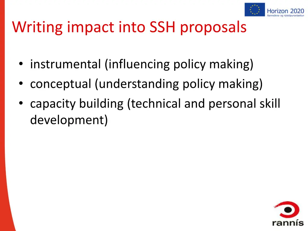writing impact into ssh proposals