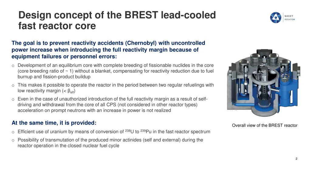 design concept of the brest lead cooled fast