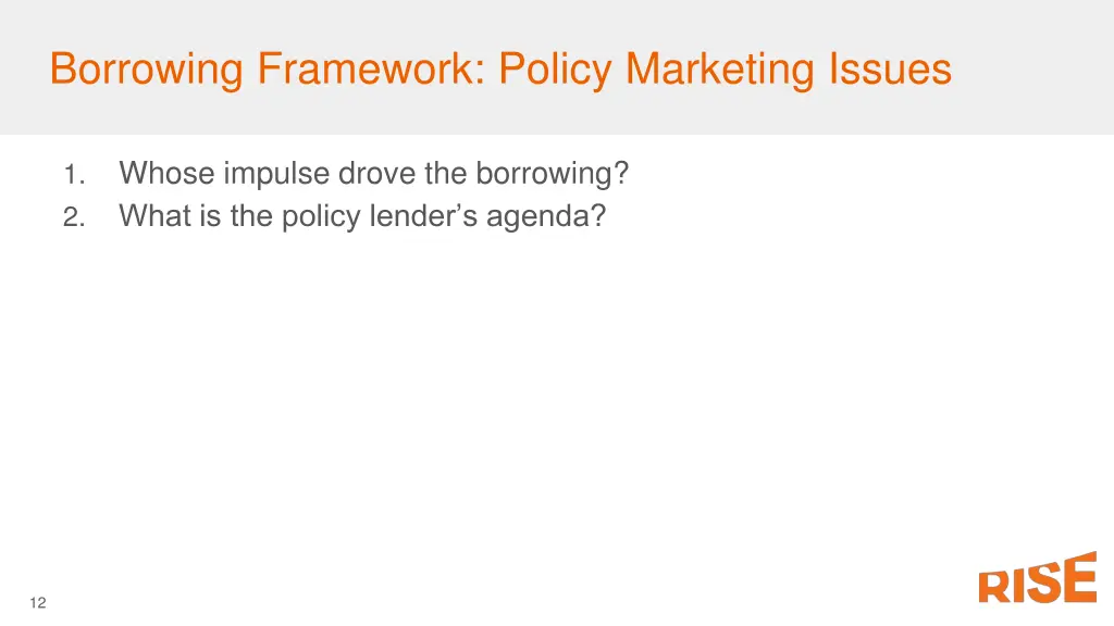 borrowing framework policy marketing issues