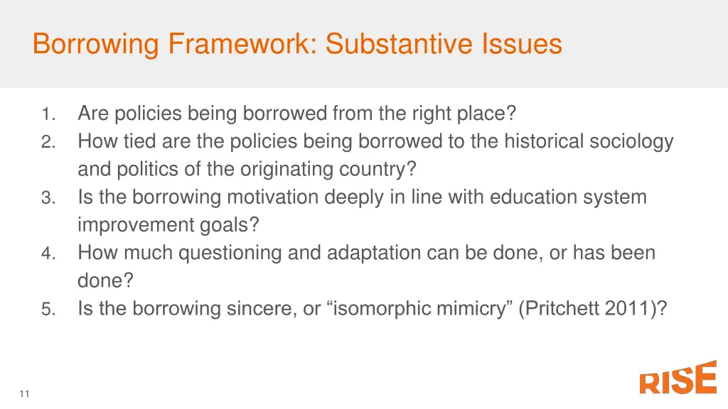 borrowing framework substantive issues