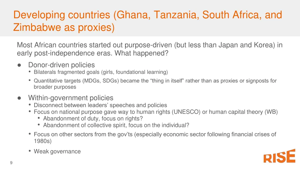 developing countries ghana tanzania south africa