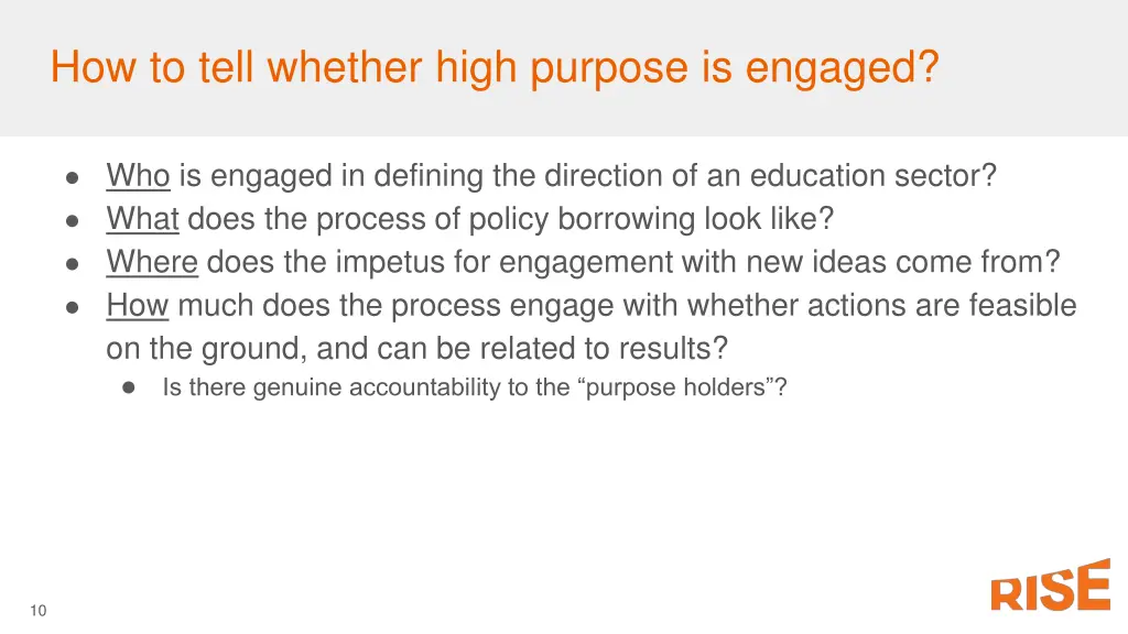 how to tell whether high purpose is engaged