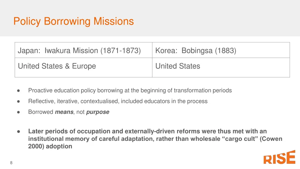 policy borrowing missions