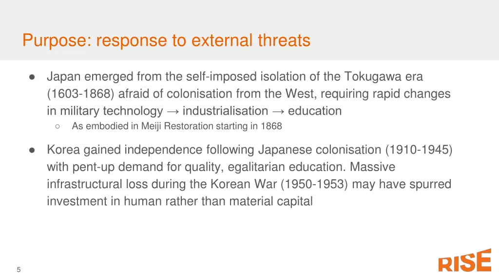 purpose response to external threats