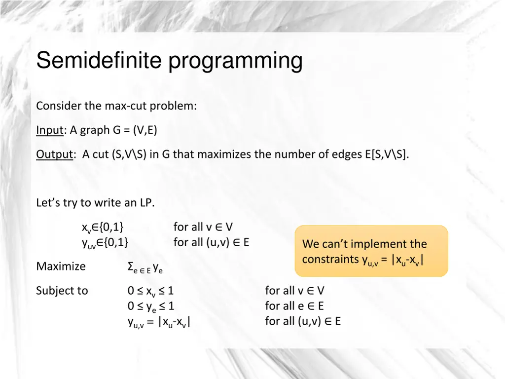 semidefinite programming 1