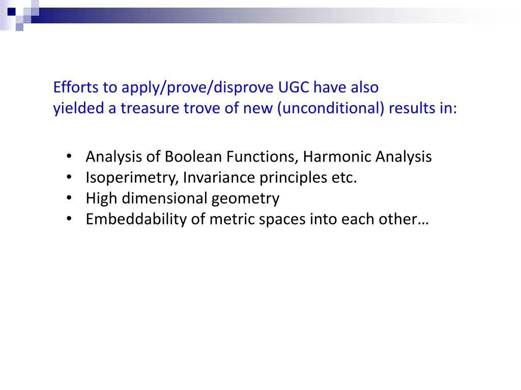 efforts to apply prove disprove ugc have also