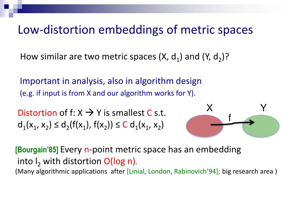low distortion embeddings of metric spaces