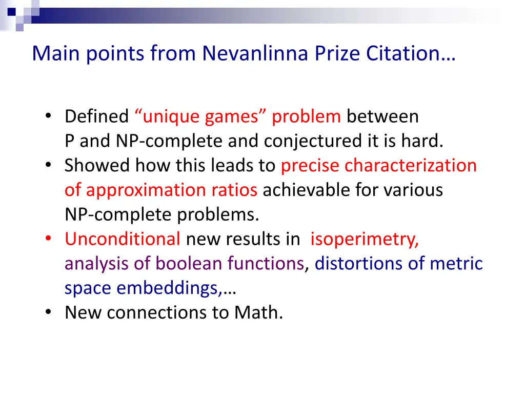 main points from nevanlinna prize citation