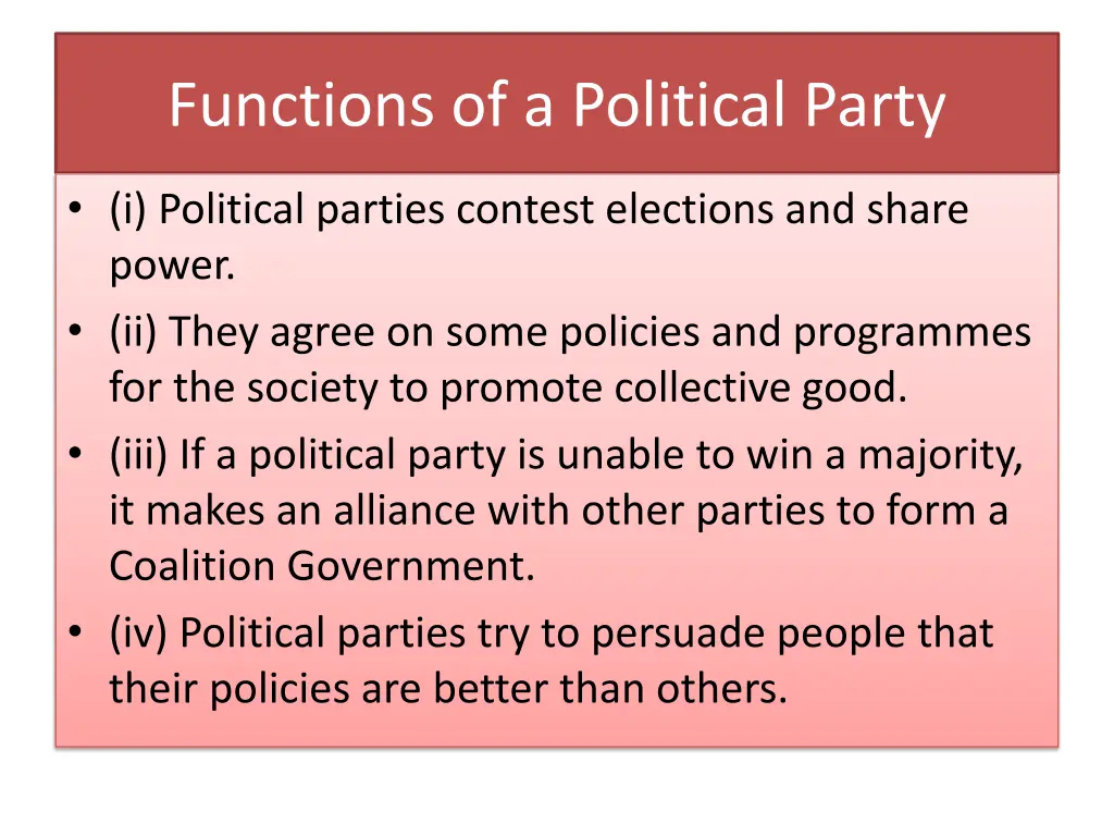 functions of a political party