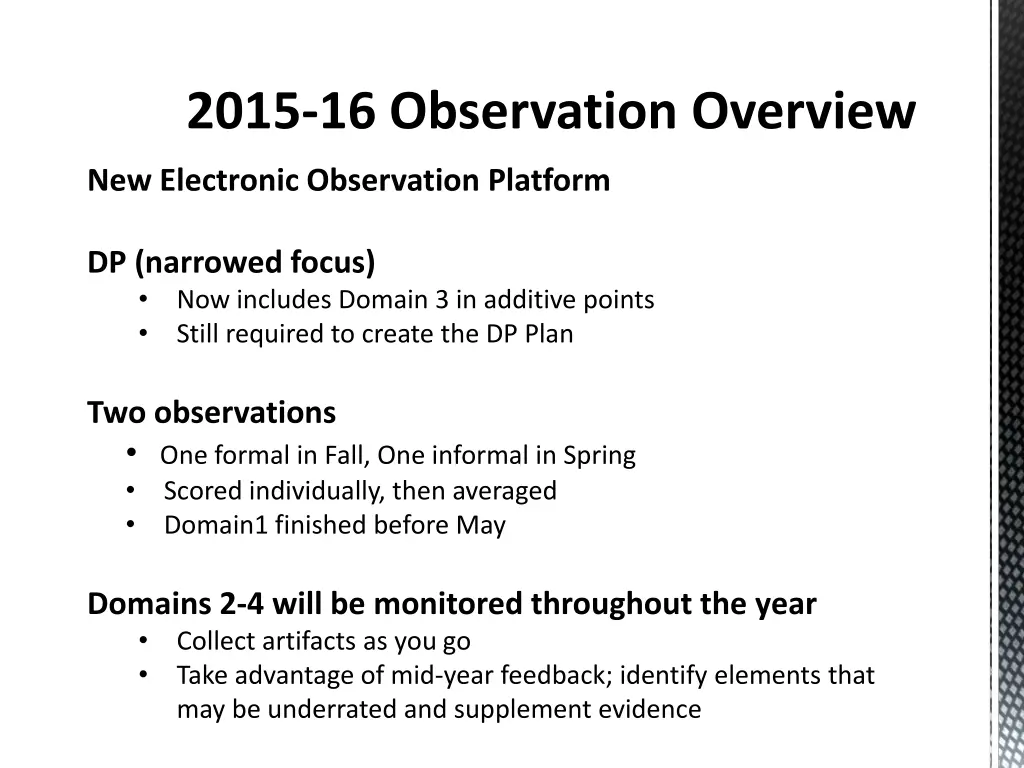 2015 16 observation overview