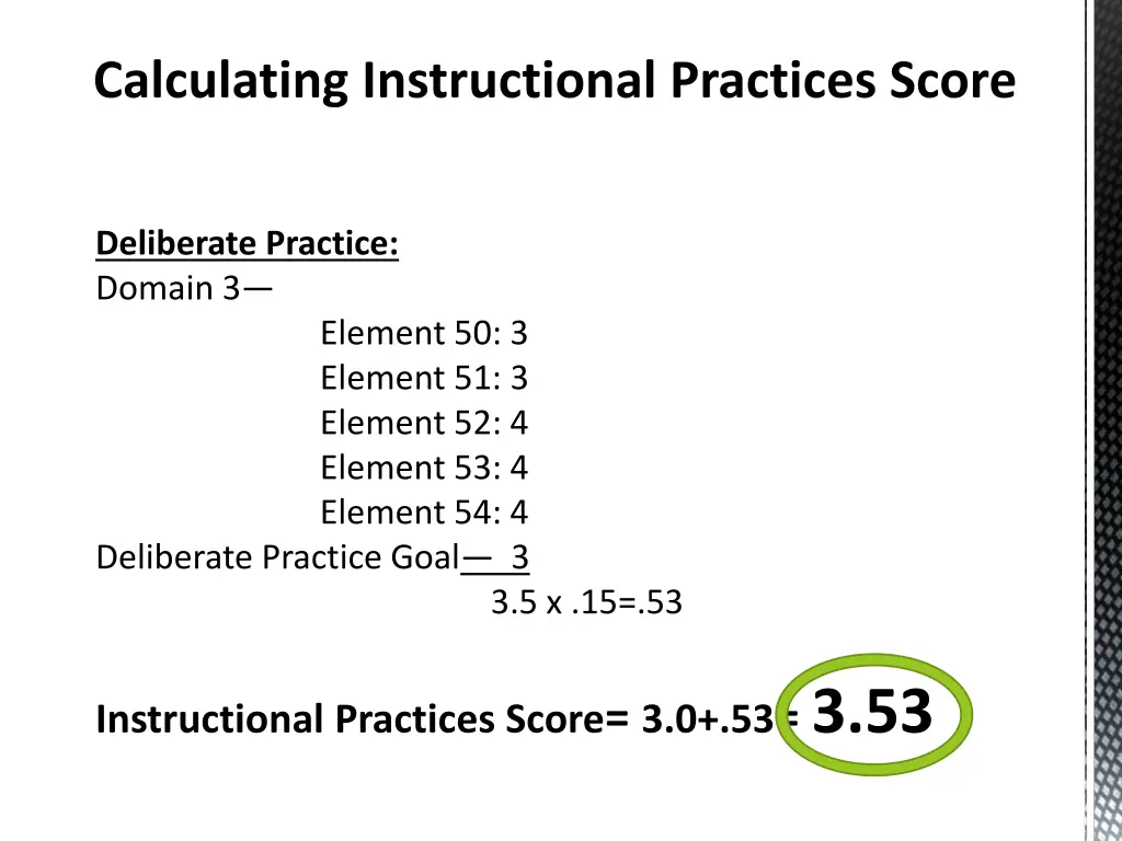 calculating instructional practices score 1