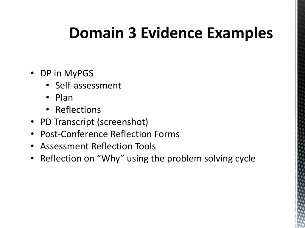 domain 3 evidence examples