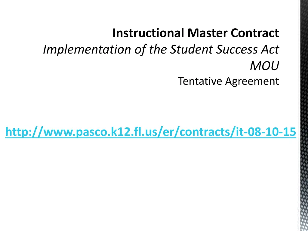 instructional master contract implementation