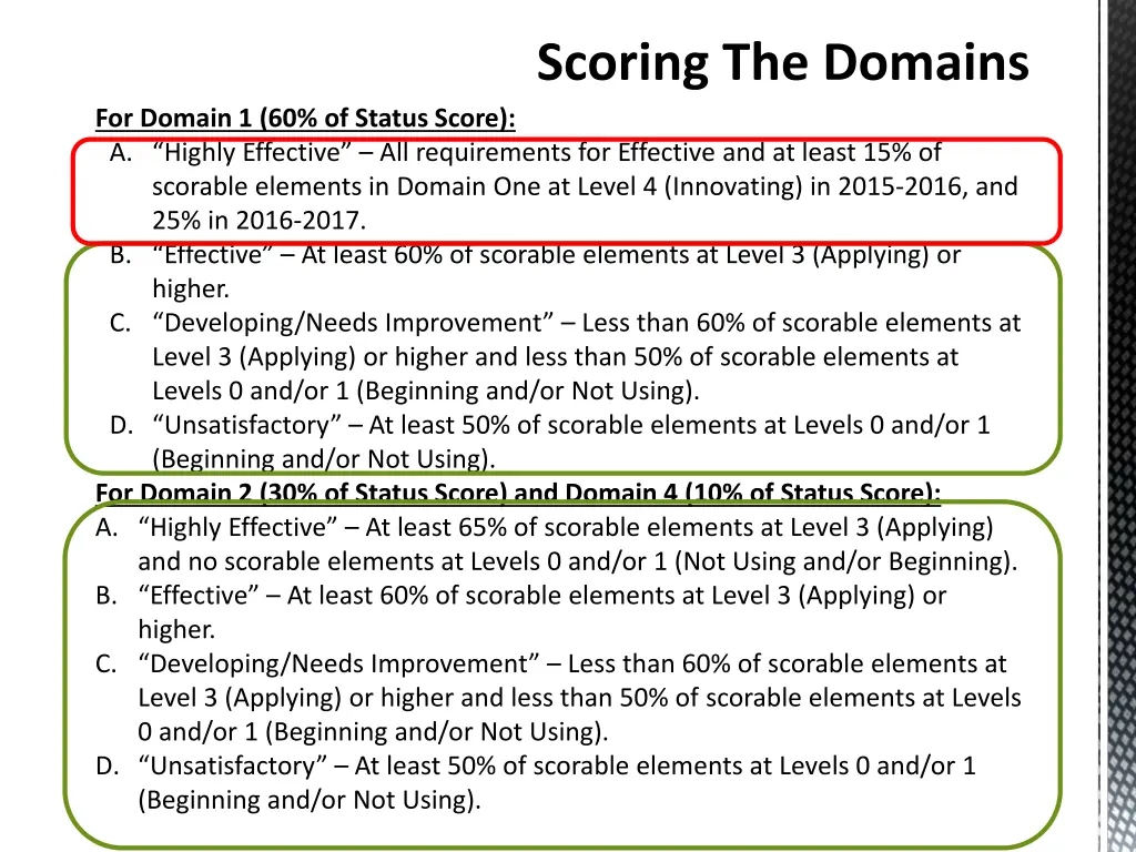 scoring the domains