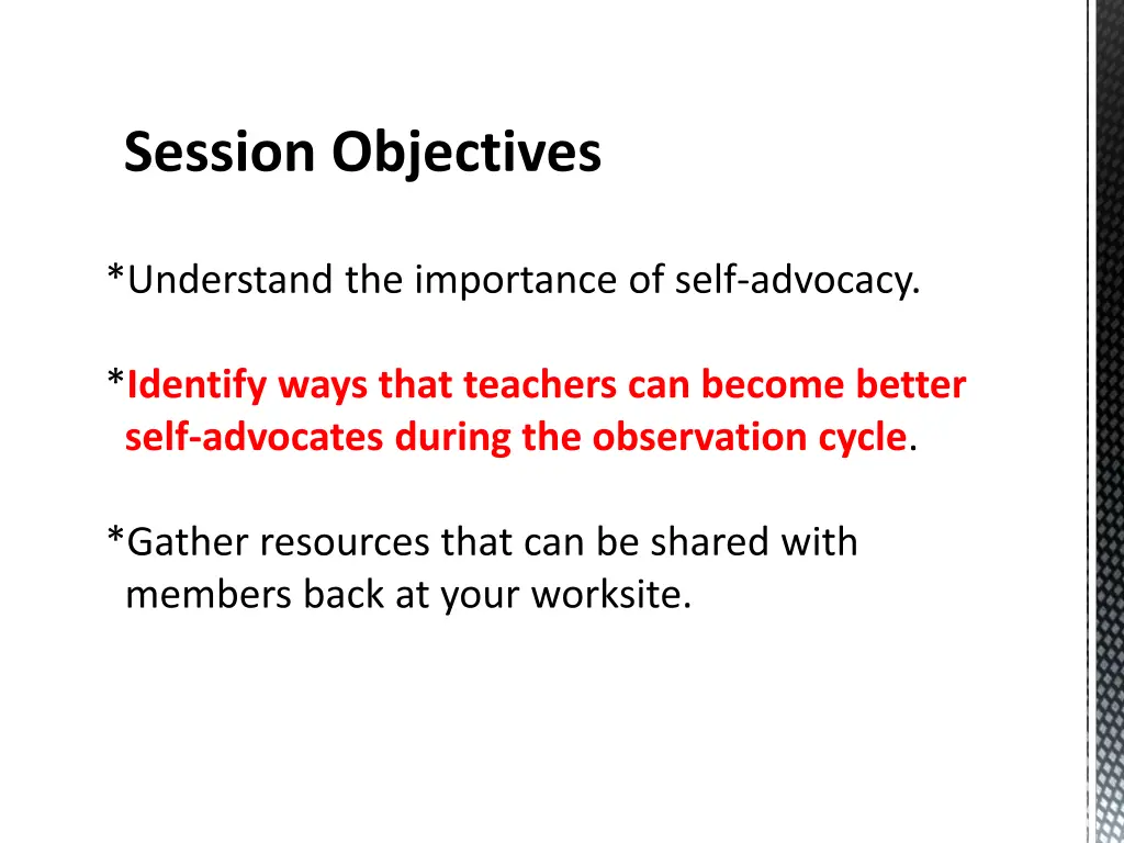 session objectives