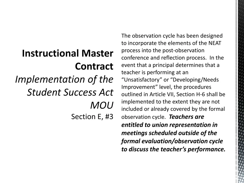 the observation cycle has been designed