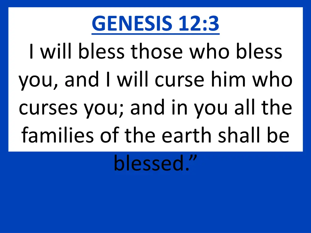 genesis 12 3 i will bless those who bless
