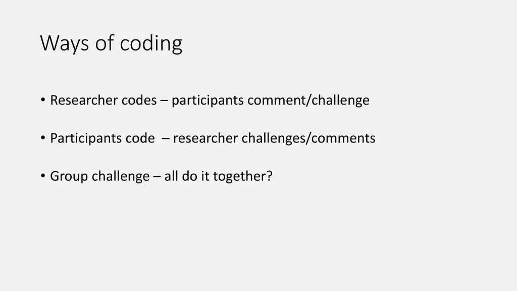 ways of coding