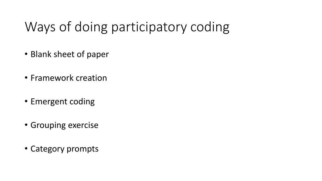 ways of doing participatory coding