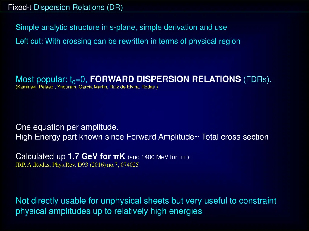fixed t dispersion relations dr