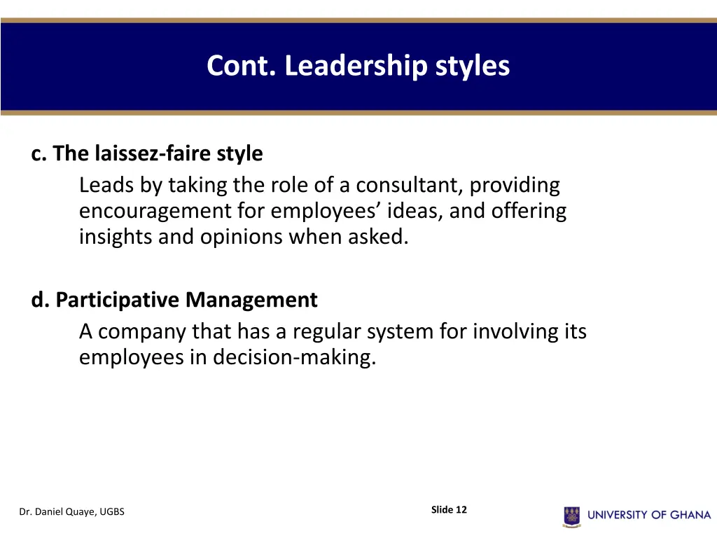 cont leadership styles