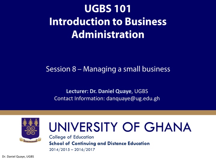 lecturer dr daniel quaye ugbs contact information