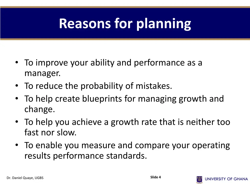reasons for planning