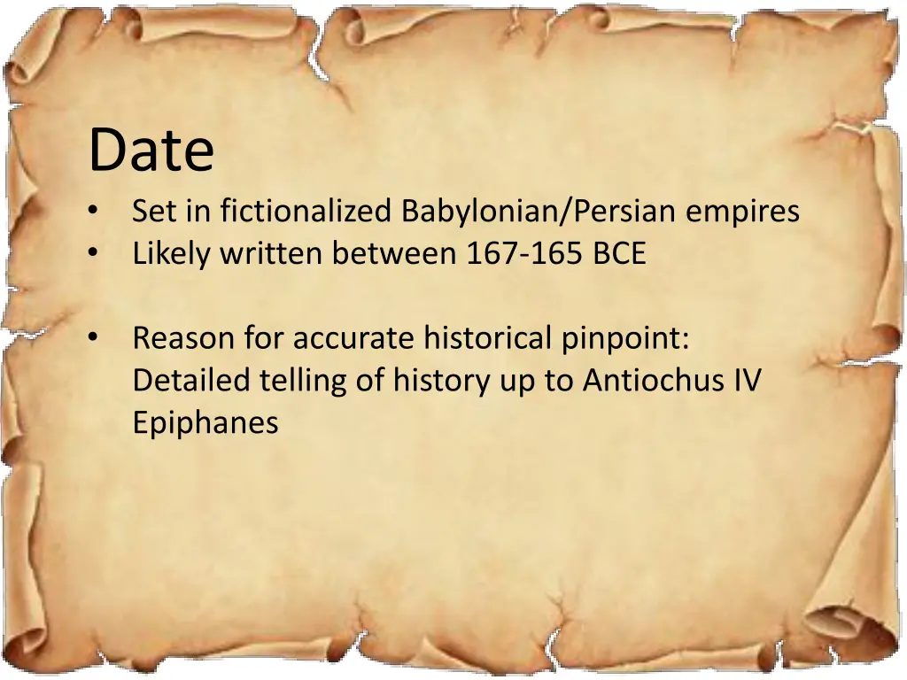 date set in fictionalized babylonian persian