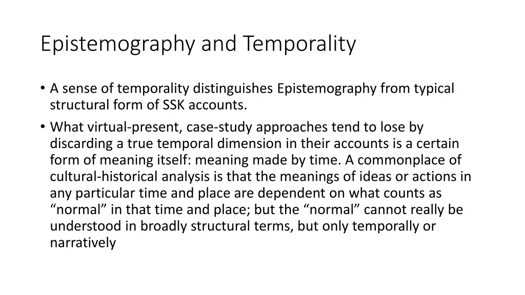 epistemography and temporality