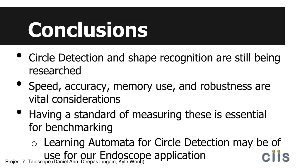 conclusions circle detection and shape