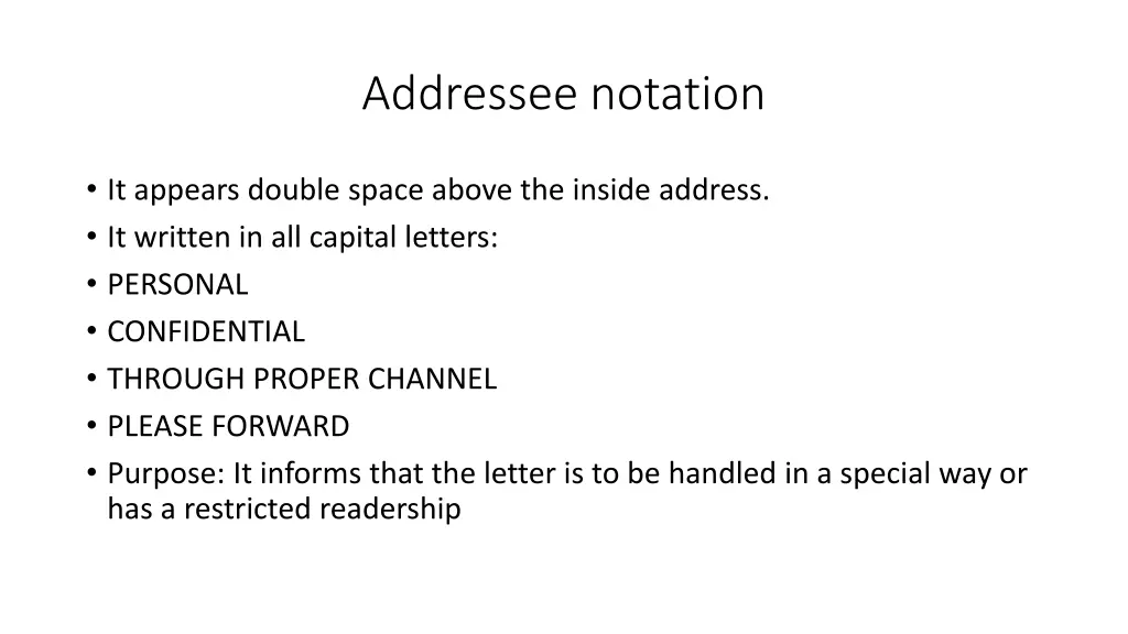 addressee notation