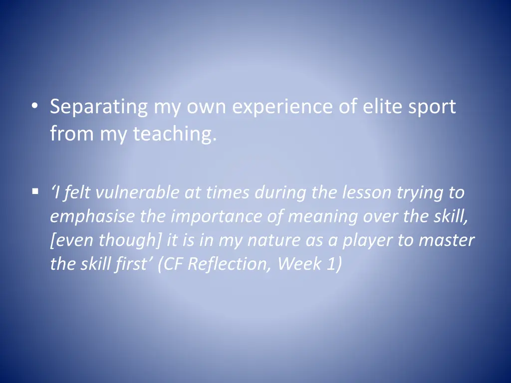 separating my own experience of elite sport from