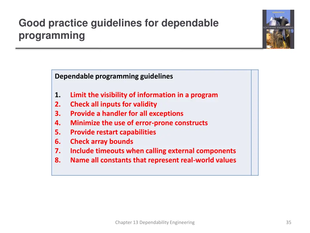 good practice guidelines for dependable