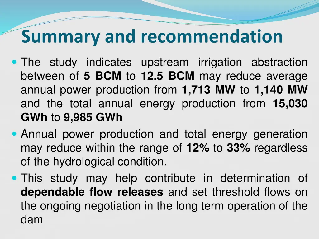 summary and recommendation