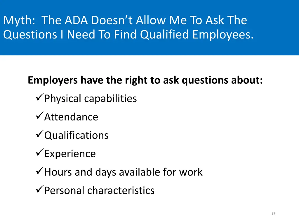 myth the ada doesn t allow