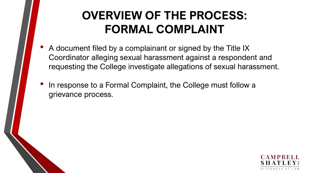 overview of the process formal complaint